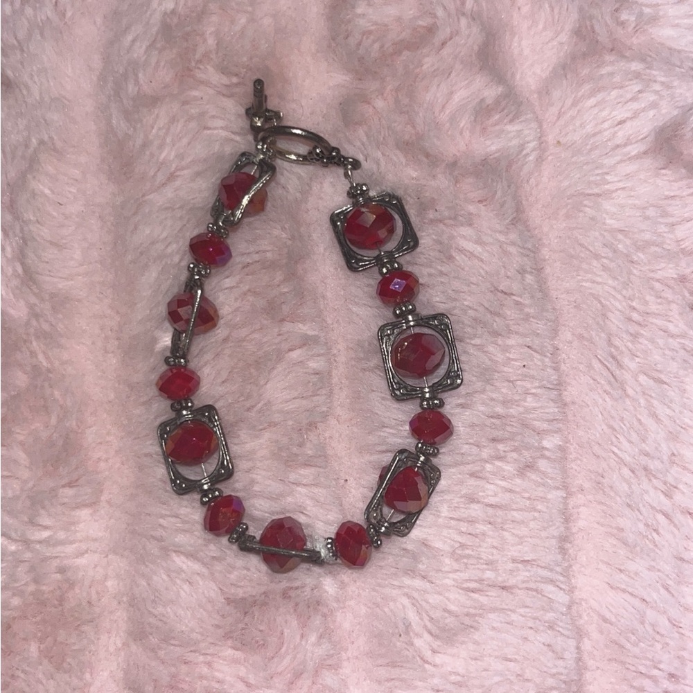 Elegant Red Beaded Bracelet